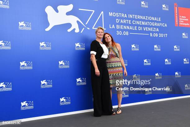 Trine Dyrholm and Susanna Nicciarelli attend the 'Nico, 1988' photocall during the 74th Venice Film Festival at Sala Casino on August 30, 2017 in...