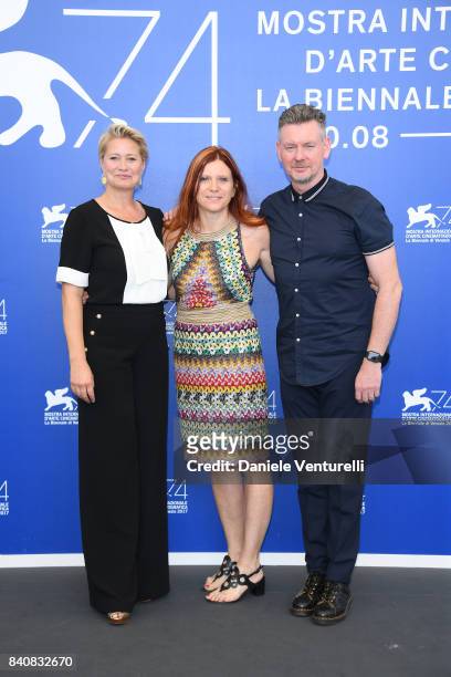 Trine Dyrholm, Susanna Nicciarelli and John Gordon Sinclair attend the 'Nico, 1988' photocall during the 74th Venice Film Festival at Sala Casino on...