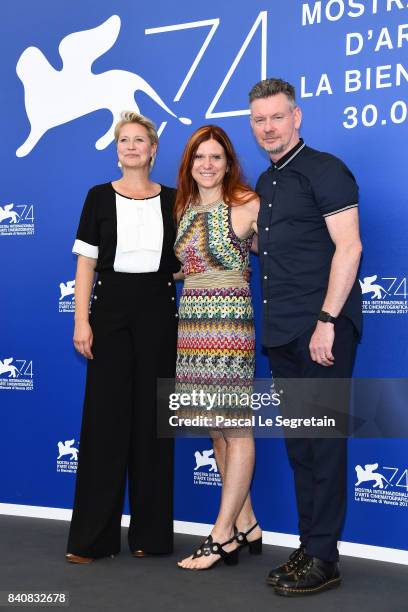 Trine Dyrholm, Susanna Nicciarelli and John Gordon Sinclair attend the 'Nico, 1988' photocall during the 74th Venice Film Festival at Sala Casino on...