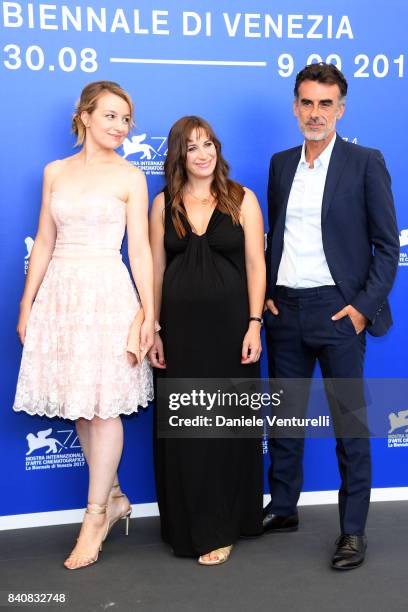 Anamaria Marinca, Karina Fernandez and Thomas Trabacchi attend the 'Nico, 1988' photocall during the 74th Venice Film Festival on August 30, 2017 in...