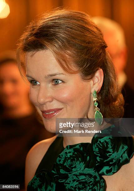 Princess Mathilde of Belgium attends at a Christmas concert at the Royal Palace on December 18, 2008 in Brussels Belgium.