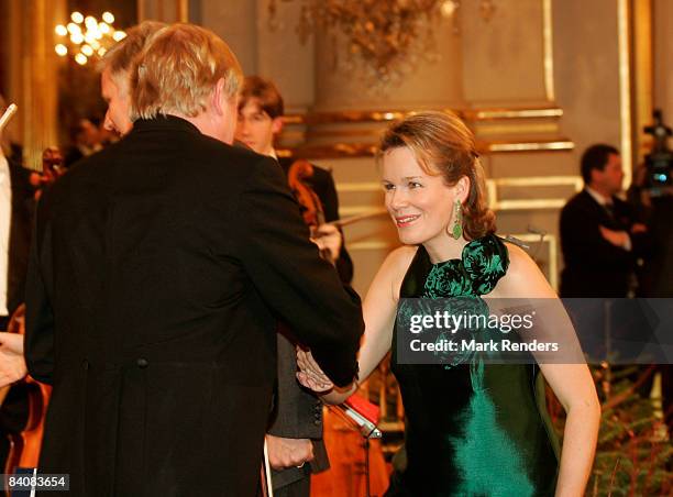 Princess Mathilde of Belgium attend at a Christmas concert at the Royal Palace on December 18, 2008 in Brussels Belgium.