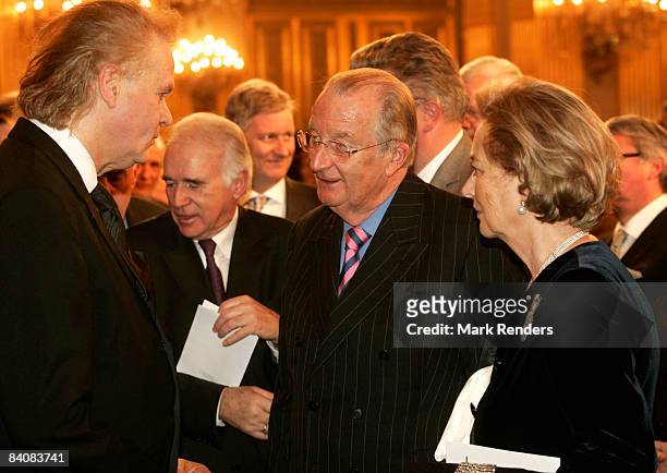 Albert II of Belgium and Queen Paola of Belgium attend at a Christmas concert at the Royal Palace on December 18, 2008 in Brussels Belgium.