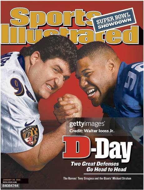 January 29, 2001 Sports Illustrated via Getty Images Cover: Football: Super Bowl Preview: Portrait of Baltimore Ravens Tony Siragusa and New York...