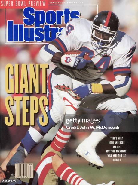 January 28, 1991 Sports Illustrated via Getty Images Cover: Football: NFC Playoffs: New York Giants Ottis Anderson in action vs San Francisco 49ers....