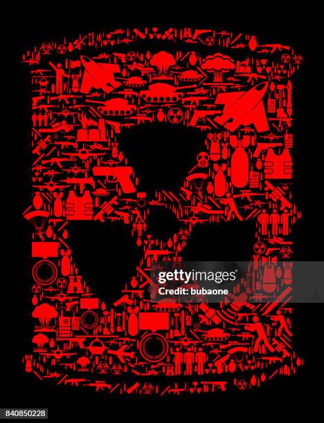 nuclear waste barrel war and modern warfare vector icon pattern - atom bomb test stock illustrations