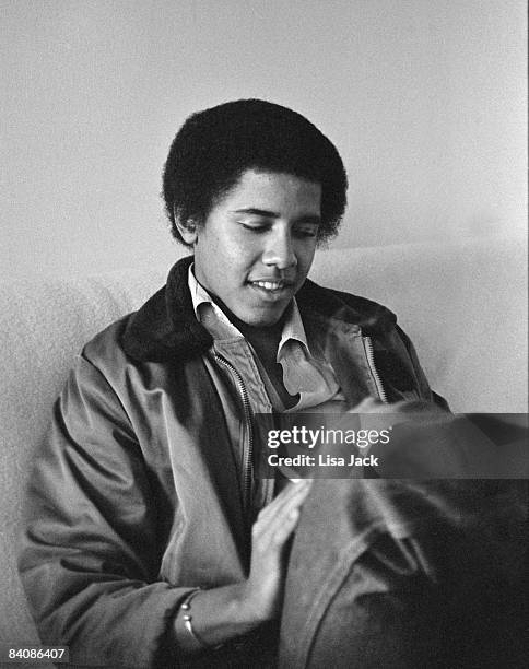 Barack Obama poses for a portrait session taken while he was a student in 1980 at Occidental College in Los Angeles, CA. NOT USED IN TIME MAGAZINE.