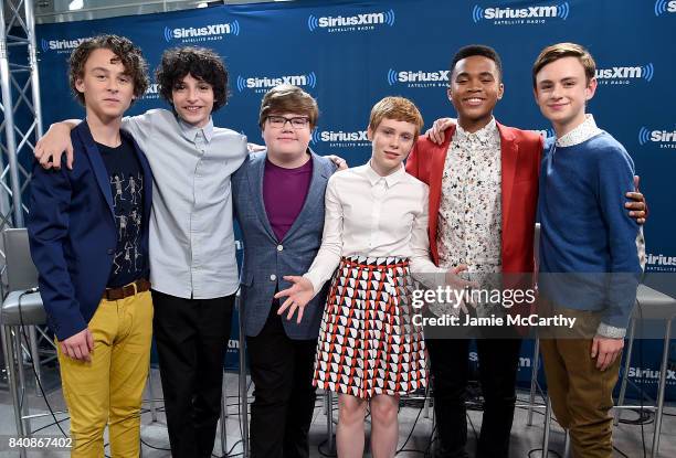 Wyatt Oleff,Finn Wolfhard,Jeremy Ray Taylor,Sophia Lillis,Chosen Jacobs and Jaeden Lieberher from the cast of "It" visit SiriusXM at the SiriusXM...