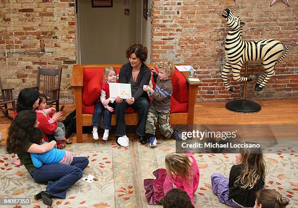 Actress Marcia Gay Harden with her children, Julitta Scheel and Hudson Scheel launch the Little Airplane Productions children's book division at...