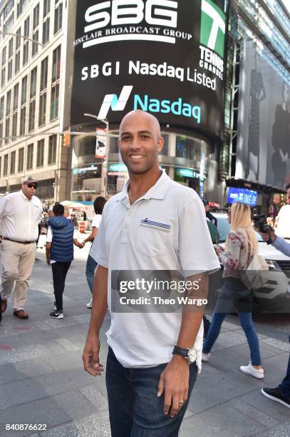 James Blake at the Tennis Channel Rings The Nasdaq Stock Market Opening Bell at NASDAQ MarketSite on August 30, 2017 in New York City.