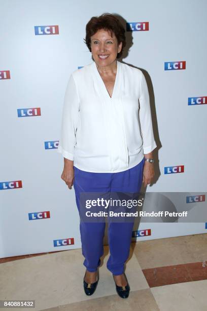 Roselyne Bachelot attends the LCI Press Conference to Announce Their TV Schedule for 2017/2018 on August 30, 2017 in Paris, France.