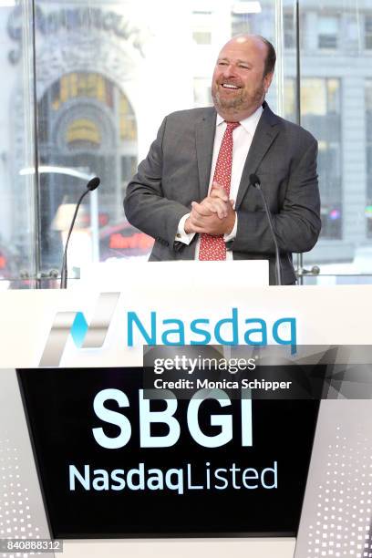 Vice President David Wicks welcomes Tennis Channel to ring the Nasdaq Stock Market Opening Bell at NASDAQ MarketSite on August 30, 2017 in New York...