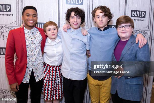 Chosen Jacobs, Sophia Lillis, Finn Wolfhard, Wyatt Oleff and Jeremy Ray Taylor attend Build Presents to discuss the film 'IT' at Build Studio on...