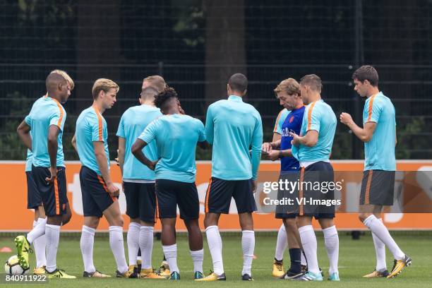 Stent trainer Paul Bosvelt give instructions during the training session of Netherlads U21 at the KNVB training centre on August 30, 2017 in Zeist,...