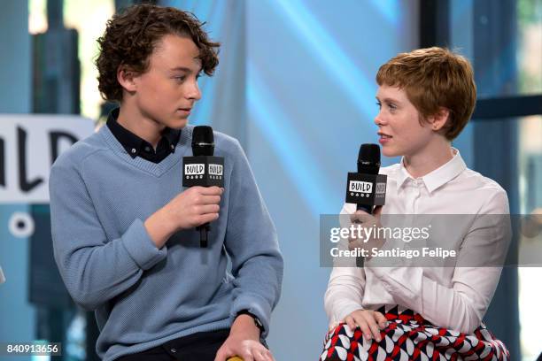 Wyatt Oleff and Sophia Lillis attend Build Presents to dicuss the film 'IT' at Build Studio on August 30, 2017 in New York City.