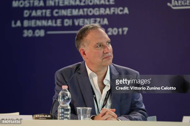 Jim Taylor attends the official Press Conference and photo call for 'Downsizing' during the 74th Venice Film Festival at Sala Casino on August 30,...