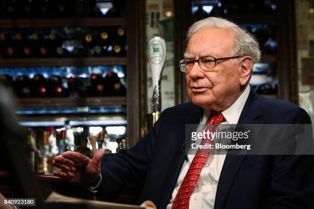 Warren Buffett, chairman and chief executive officer of Berkshire Hathaway Inc., speaks during a Bloomberg Television interview in New York, U.S., on...