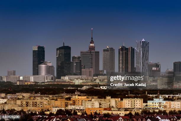 warsaw city downtown - warsaw aerial stock pictures, royalty-free photos & images