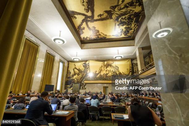 General view during a plenary meeting of the United Nations Conference on Disarmament, on August 30, 2017 in Geneva. Nuclear-armed North Korea said...