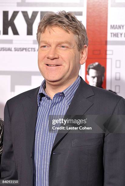 Actor Kenneth Branagh arrives on the red carpet of the Los Angeles premiere of "Valkyrie" at the Directors Guild of America on December 18, 2008 in...