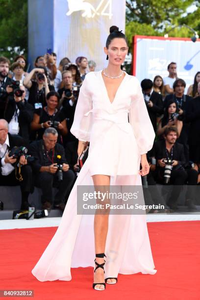 Bianca Balti walks the red carpet ahead of the 'Downsizing' screening and Opening Ceremony during the 74th Venice Film Festival at Sala Grande on...