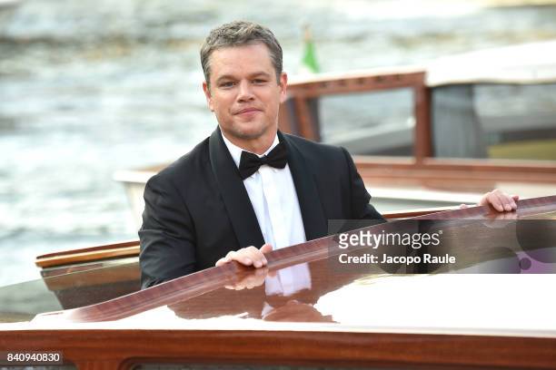 Matt Damon is seen arriving at Hotel Excelsior during the 74. Venice Film Festival on August 30, 2017 in Venice, Italy.