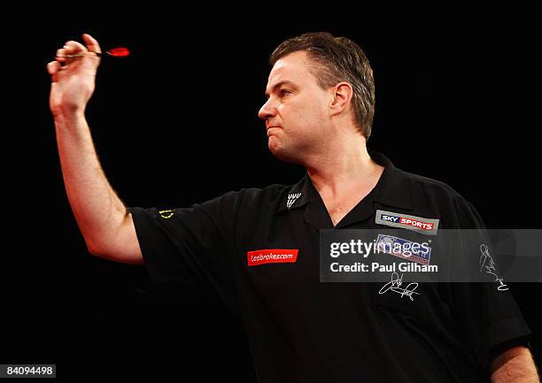 John Part of Canada in action against Bill Davis of United States during a first round match on the first day of the 2009 Ladbrokes.com PDC World...