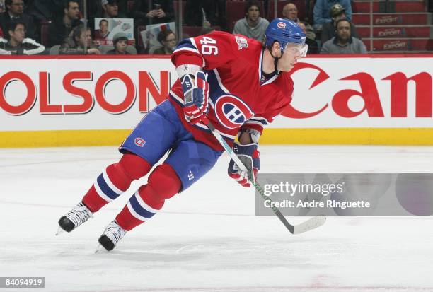 Andrei Kostitsyn of the Montreal Canadiens skates against the Calgary Flames at the Bell Centre on December 9, 2008 in Montreal, Quebec, Canada.