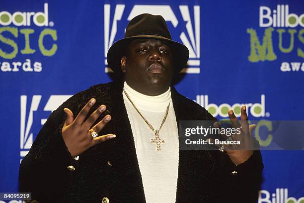 American rapper Notorious BIG attends the 1995 Billboard Music Awards, New York, New York, December 6, 1995.