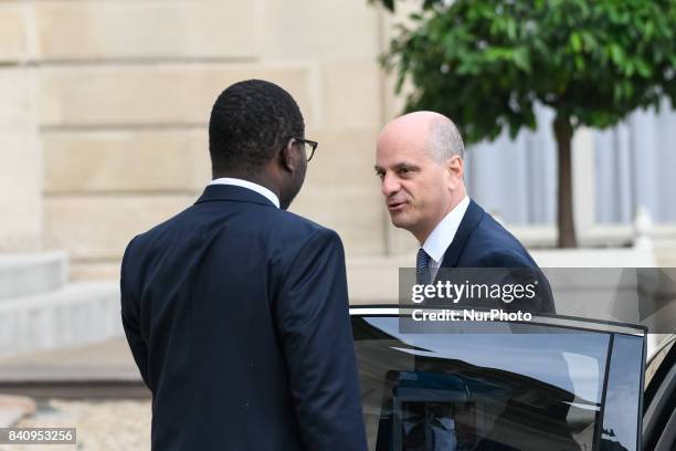 French Education Minister Jean-Michel Blanquer arrives for a weekly cabinet meeting at the Elysee Palace in Paris on August 30, 2017 in presence of...