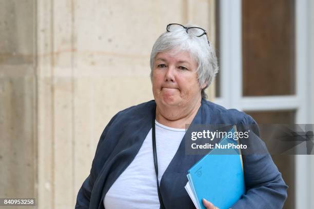Interior Minister Jacqueline Gourault arrives for a weekly cabinet meeting at the Elysee Palace in Paris on August 30, 2017 in presence of the...