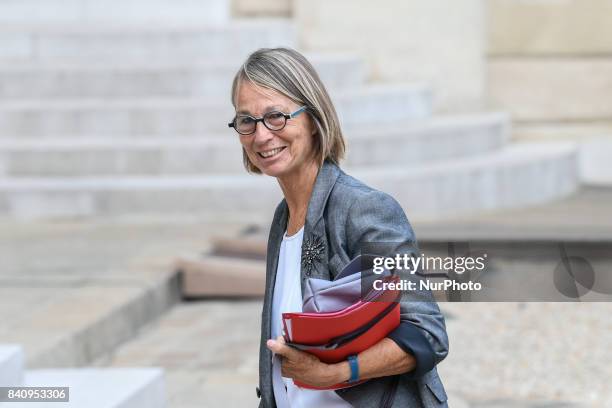 French Culture Minister Francoise Nyssen arrives for a cabinet meeting at the Elysee Palace in Paris on August 30, 2017 in presence of the Foreign...