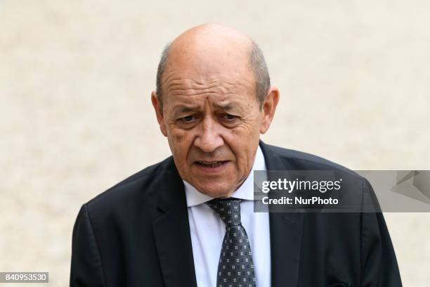 French Foreign Affairs Minister Jean-Yves Le Drian after a meeting with French President in Paris on August 30, 2017.