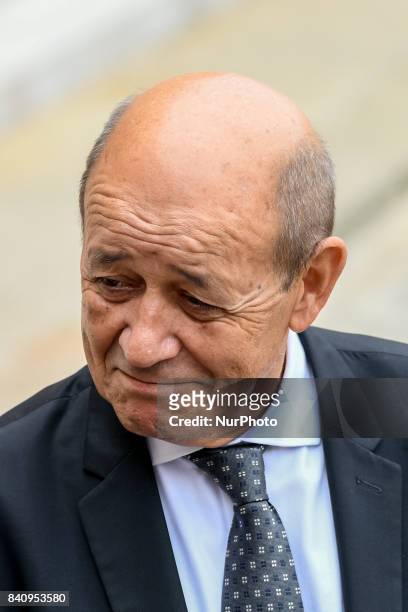 French Foreign Affairs Minister Jean-Yves Le Drian after a meeting with French President in Paris on August 30, 2017.