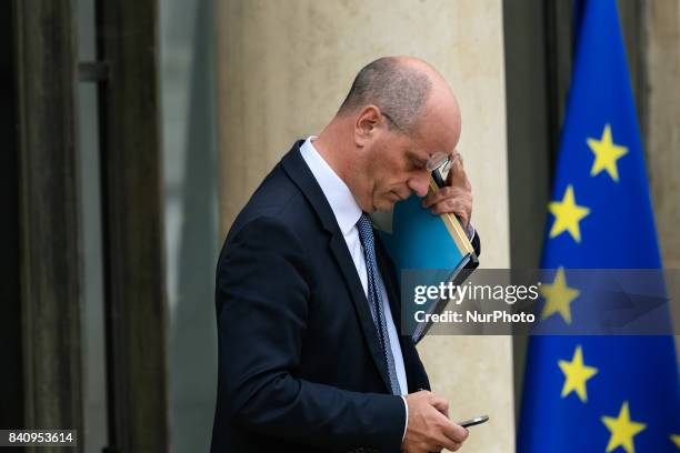 French Education Minister Jean-Michel Blanquer leaves the Elysee Palace in Paris on August 30 after a government meeting.