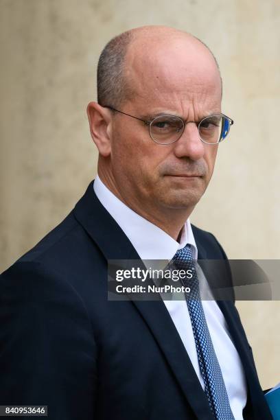 French Education Minister Jean-Michel Blanquer leaves the Elysee Palace in Paris on August 30 after a government meeting.