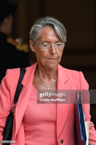 French Minister of Transport Elisabeth Borne leaves the Elysee Palace in Paris on August 30 after a government meeting.