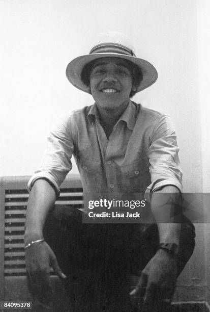 Barack Obama poses for a portrait session taken while he was a student in 1980 at Occidental College in Los Angeles, CA. Published image.
