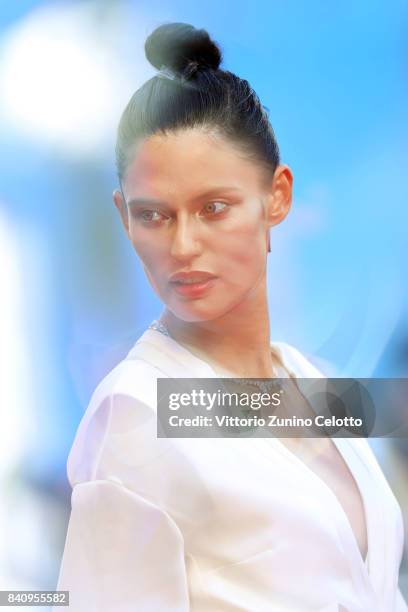 Bianca Balti walks the red carpet ahead of the 'Downsizing' screening and Opening Ceremony during the 74th Venice Film Festival at Sala Grande on...