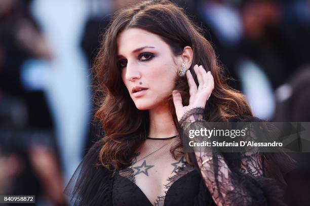 Eleonora Carisi walks the red carpet ahead of the 'Downsizing' screening and Opening Ceremony during the 74th Venice Film Festival at Sala Grande on...