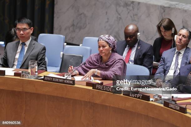 Amina Mohammed, Deputy Secretary General, attends a Security Council meeting about North Korea launching a missile over Japanese territory, at the...