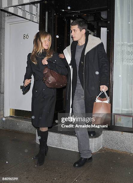 Jennifer Aniston and John Mayer leaving Il mulino restaurant in the West Village on December 19, 2008 in New York City.