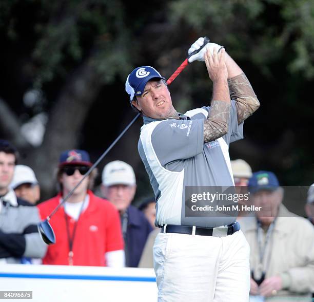 Boo Weekley with a one hand follow-thru drive in action during the second round of play at the 2008 Chevron World Challenge Presented by Bank of...