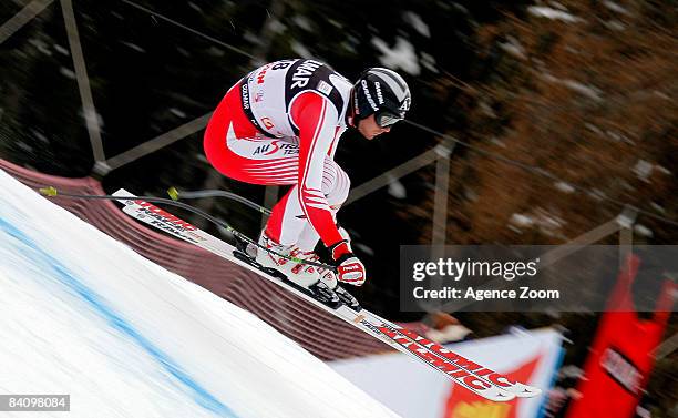 Michael Walchhofer of Austria skis during the Men's Downhill FIS World Cup event on December 20, 2008 in Val Gardena-Groeden, Italy.