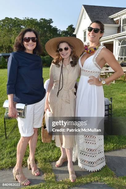 Leslie Stevens, Cathy Graham and Laura de Gunzburg attend Anne Hearst McInerney and Jay McInerney's celebration of Amanda Hearst and Hassan Pierre's...