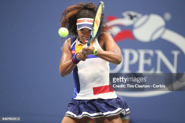 Open Tennis Tournament - DAY TWO. Naomi Osaka of Japan during her victory against Angelique Kerber of German during the Women"u2019s Singles round...
