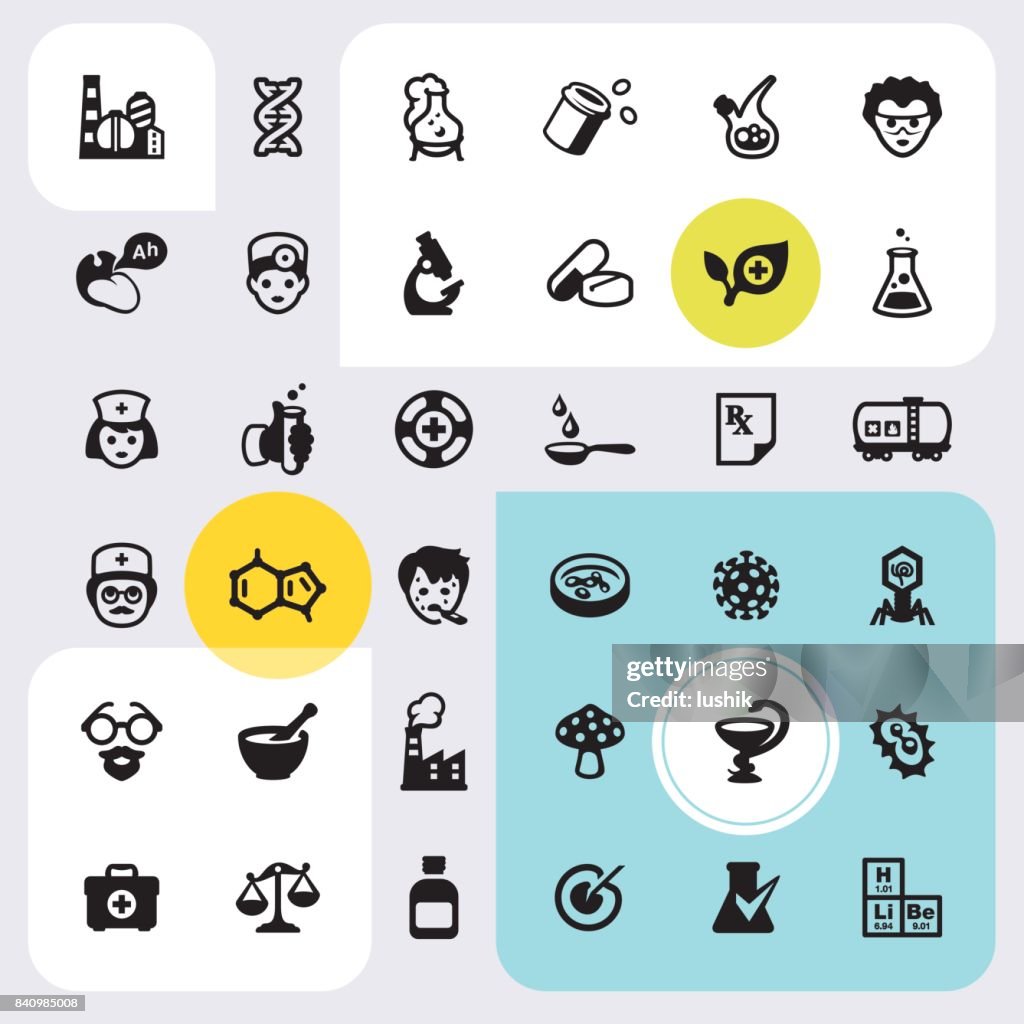 Pharmacy and Medicine - icons set