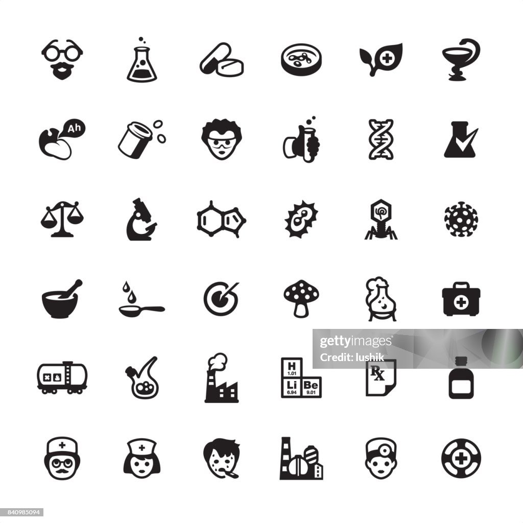 Pharmacy and Medicine - icons set