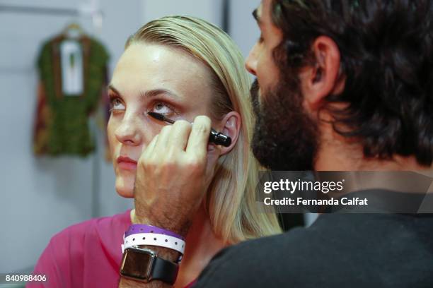 Carol Trentini attends at Agua de Coco Backstage SPFW N44 Winter 2018 at Ibirapuera's Bienal Pavilion on August 29, 2017 in Sao Paulo, Brazil.