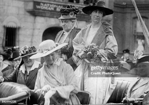 View of American activist and a leader of the Women's Sufferage movement Carrie Chapman Catt and American politician US Representative Jeannette...